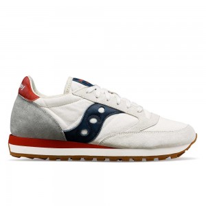 Saucony Jazz Original Stonewash Vita Marinblå | 03568-YIWP