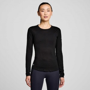 Saucony Peregrine Merino Long Sleeve Svarta | 21796-ENWO