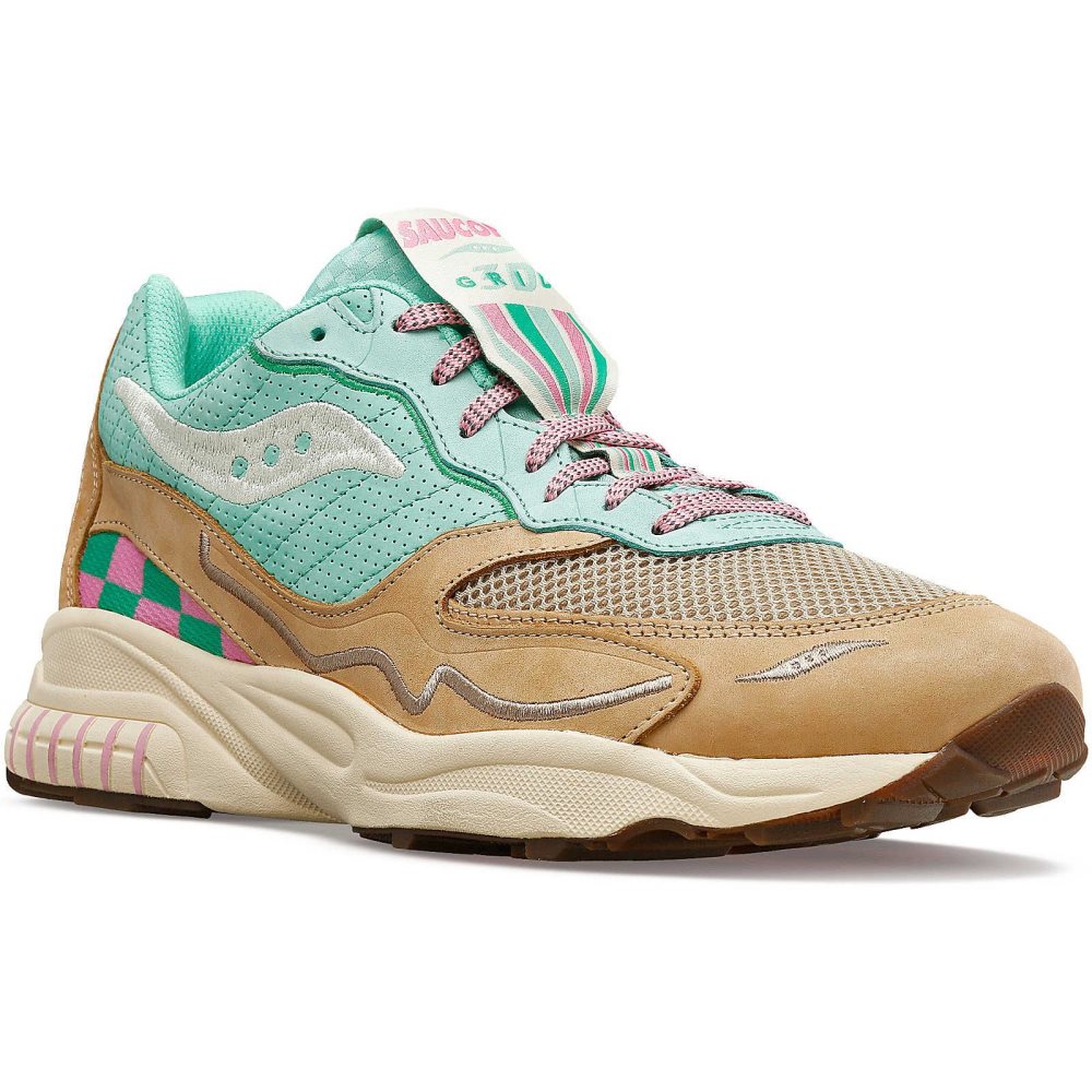 Saucony 3D Grid Hurricane Earth Citizen Turkos Grå | 32976-WTIA