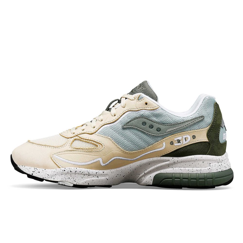 Saucony 3D Grid Hurricane Premium Beige Gröna | 34789-PJVE