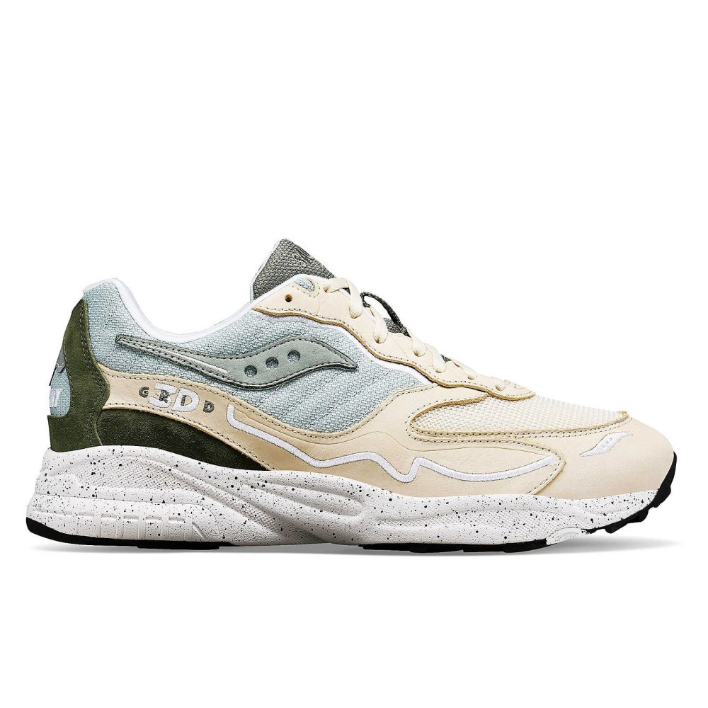 Saucony 3D Grid Hurricane Premium Beige Gröna | 34789-PJVE