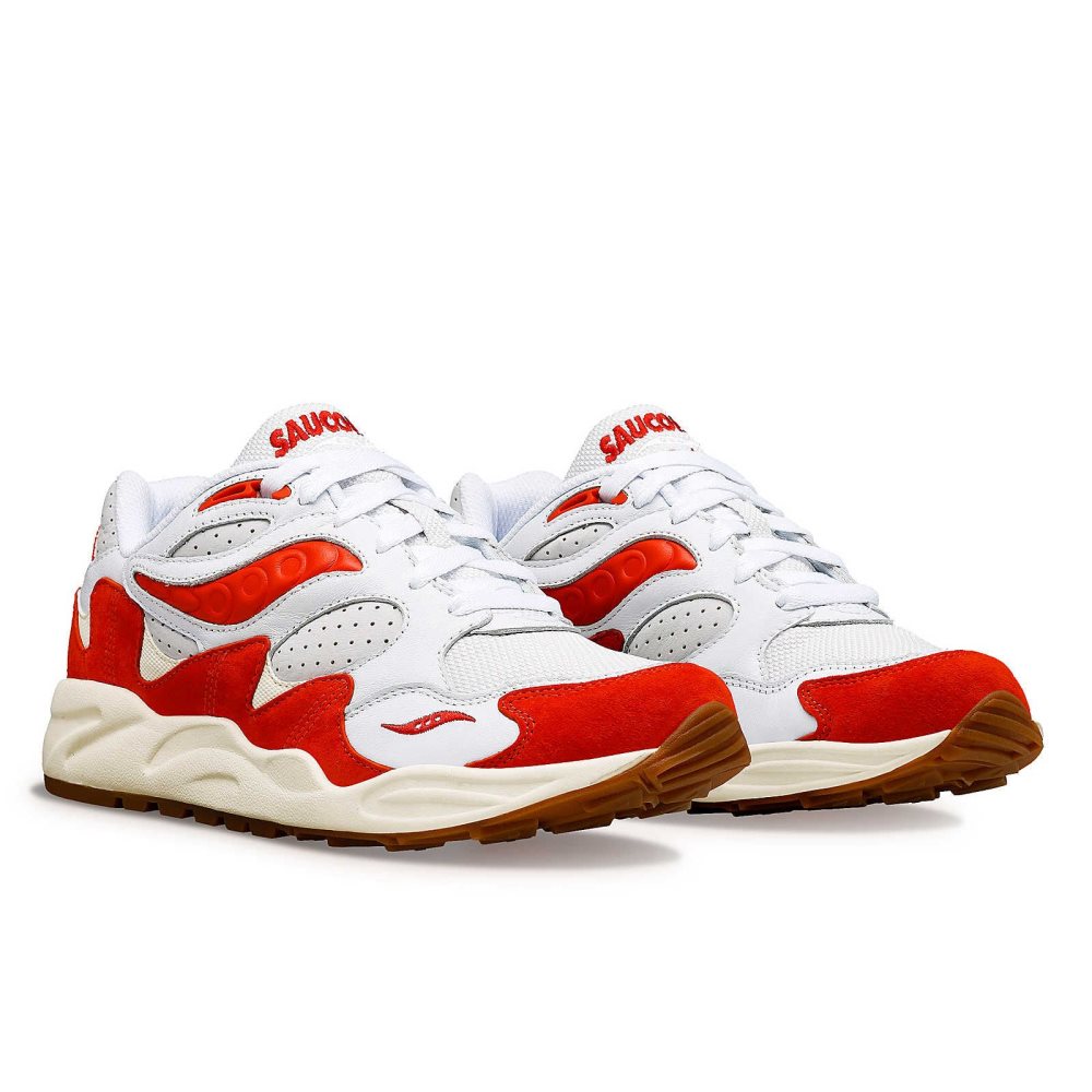 Saucony Grid Shadow 2 Ivy Prep Vita Röda | 18376-TWYA