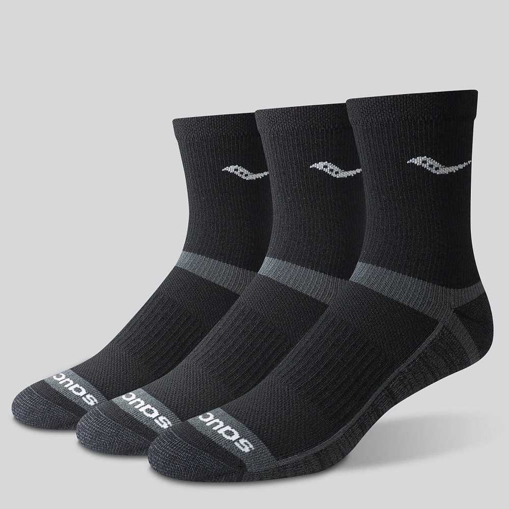 Saucony Inferno Cushion Mid 3-Pack Sock Svarta | 47850-NDRC