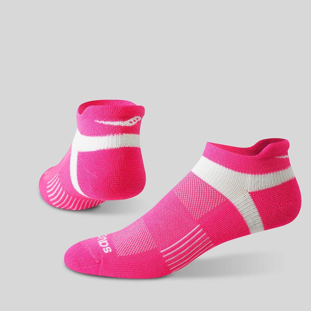 Saucony Inferno Cushioned No Show Tab 3-Pack Socks Rosa | 71956-LDJZ