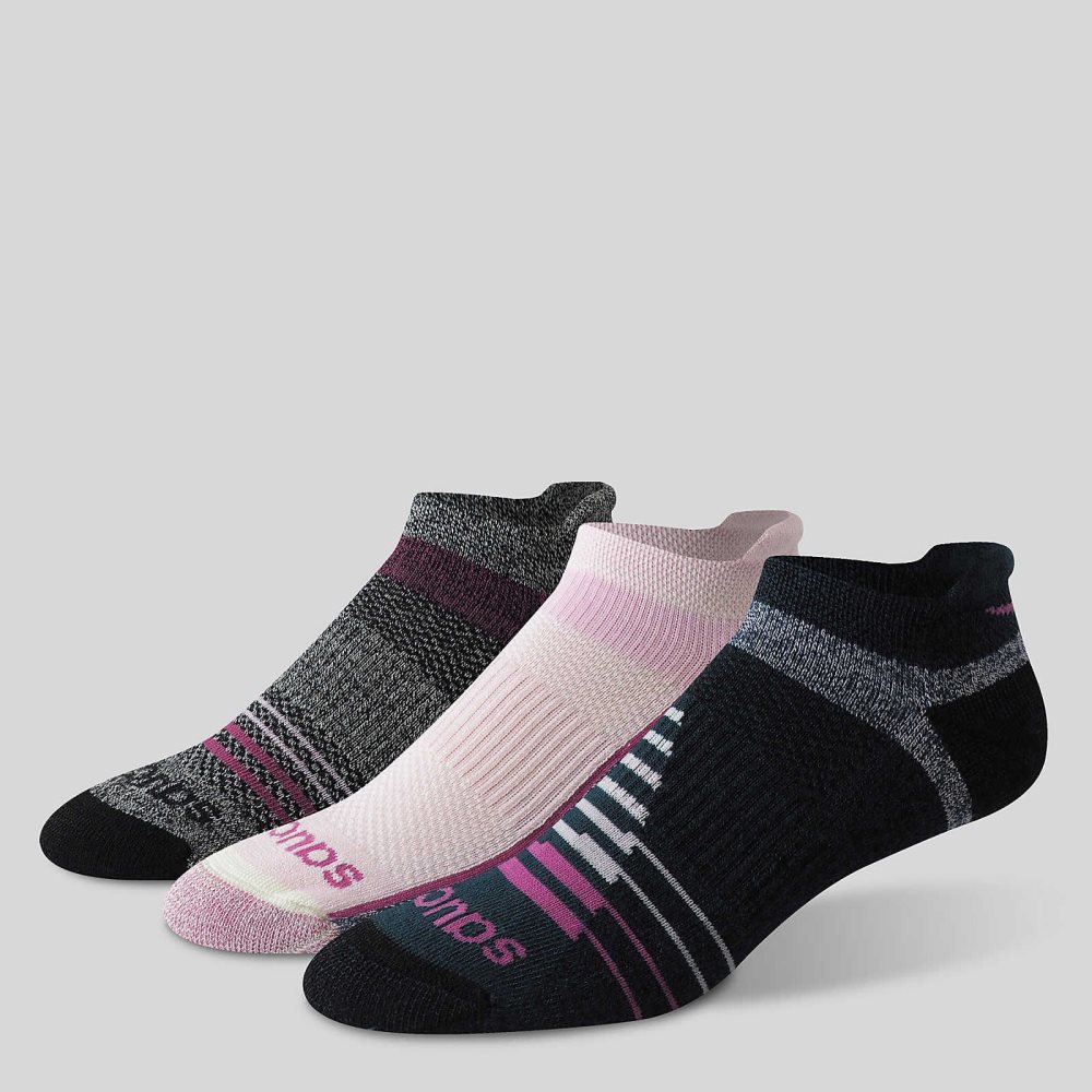 Saucony Inferno Merino Wool Blend No Show 3-Pack Sock Rosa | 15270-KISY