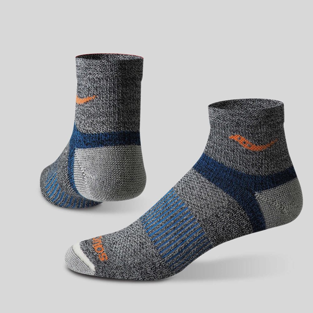 Saucony Inferno Merino Wool Blend Quarter 3-Pack Sock Blå | 71482-HECA