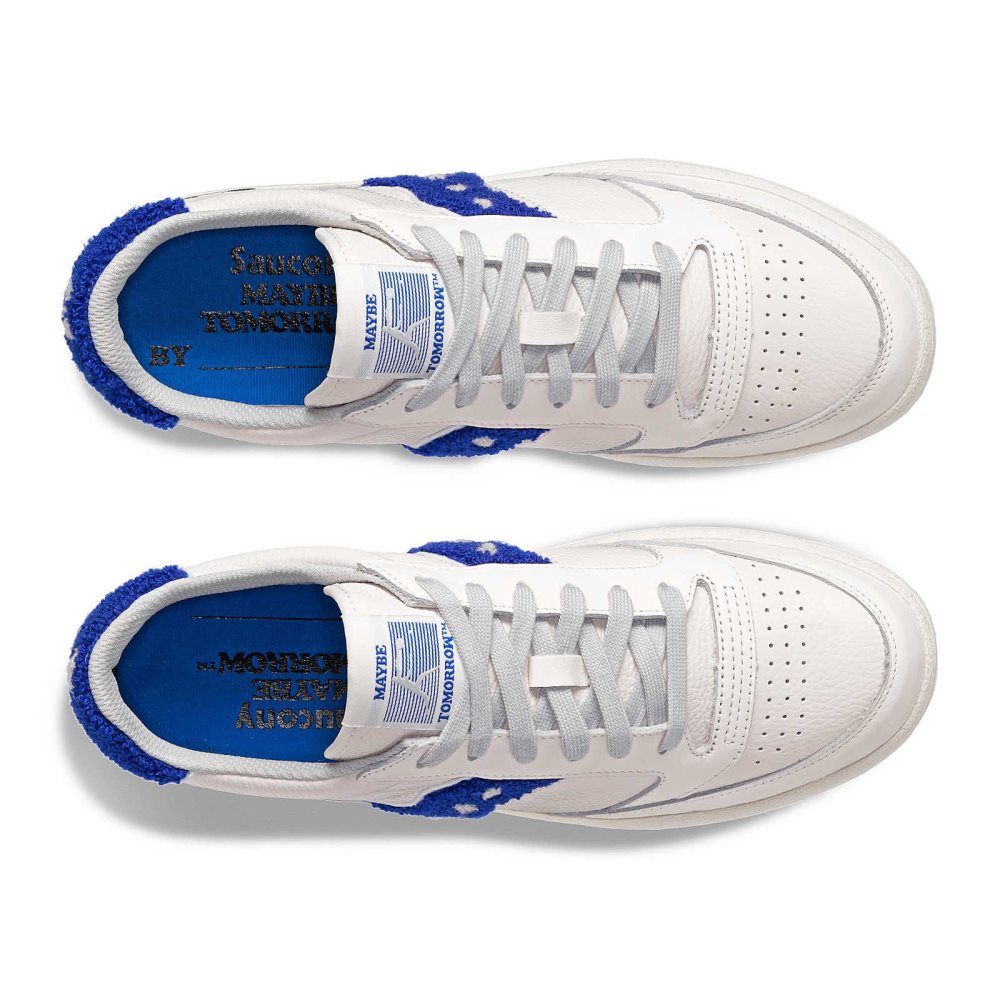 Saucony Maybe Tomorrow Jazz Court Varsity Vita Blå | 06387-TEFN