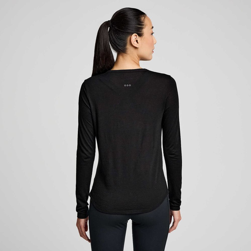 Saucony Peregrine Merino Long Sleeve Svarta | 21796-ENWO