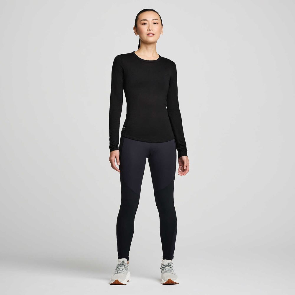 Saucony Peregrine Merino Long Sleeve Svarta | 21796-ENWO