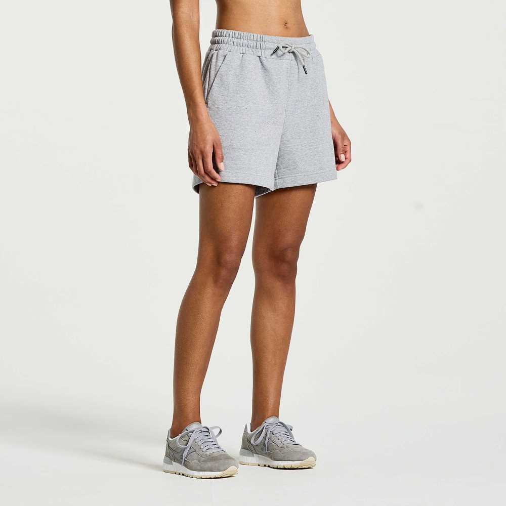 Saucony Rested Sweat Short Ljusgrå | 12309-NXKA