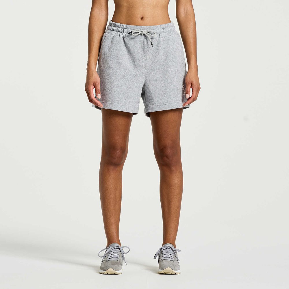 Saucony Rested Sweat Short Ljusgrå | 12309-NXKA