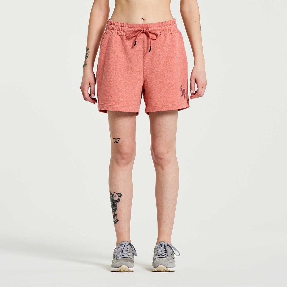 Saucony Rested Sweat Short Soot Heather Graphic | 17026-BWDC