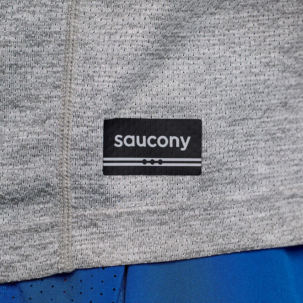 Saucony Stopwatch Graphic Short Sleeve Ljusgrå | 86025-IHRM