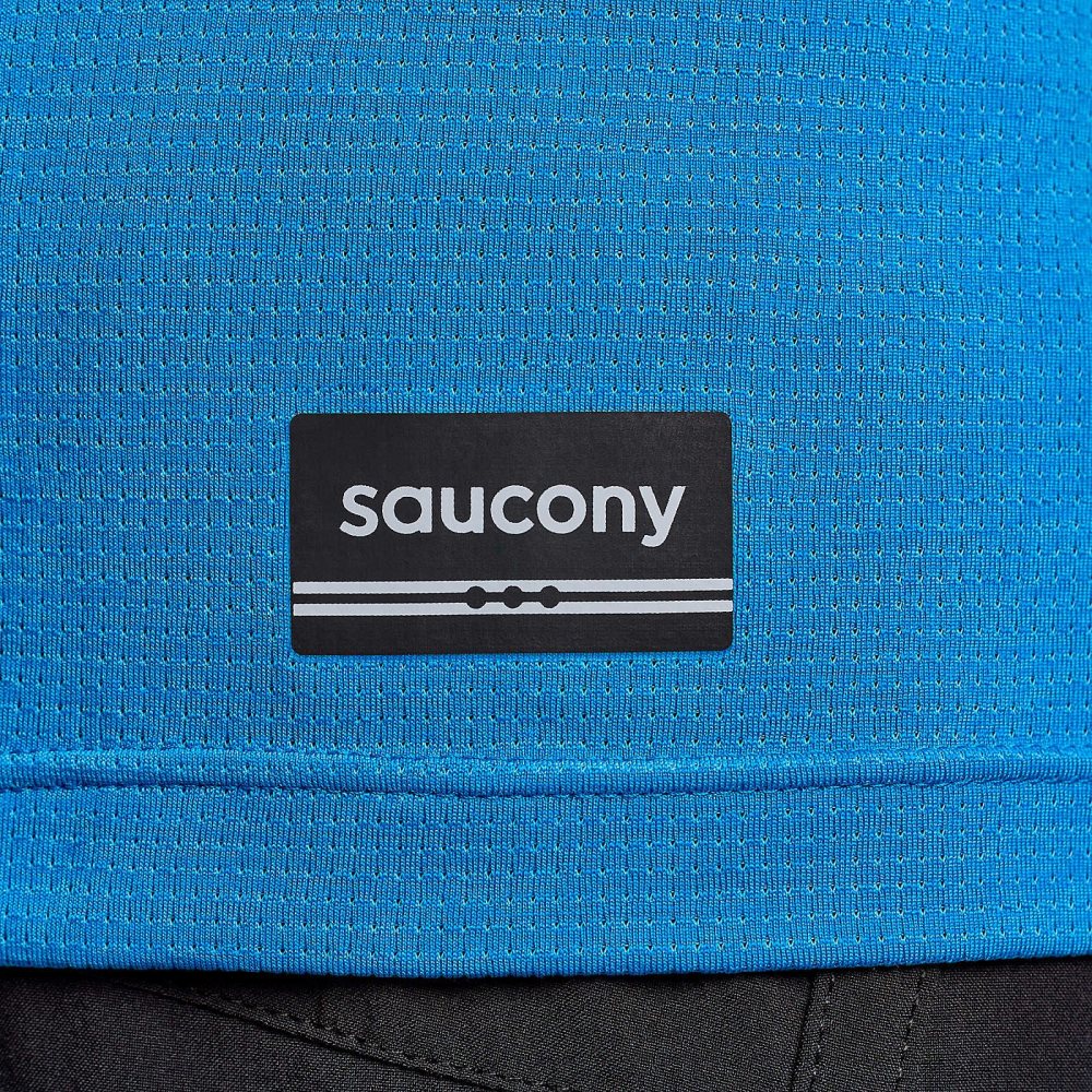 Saucony Stopwatch Short Sleeve Mörkblå | 53718-MKFX