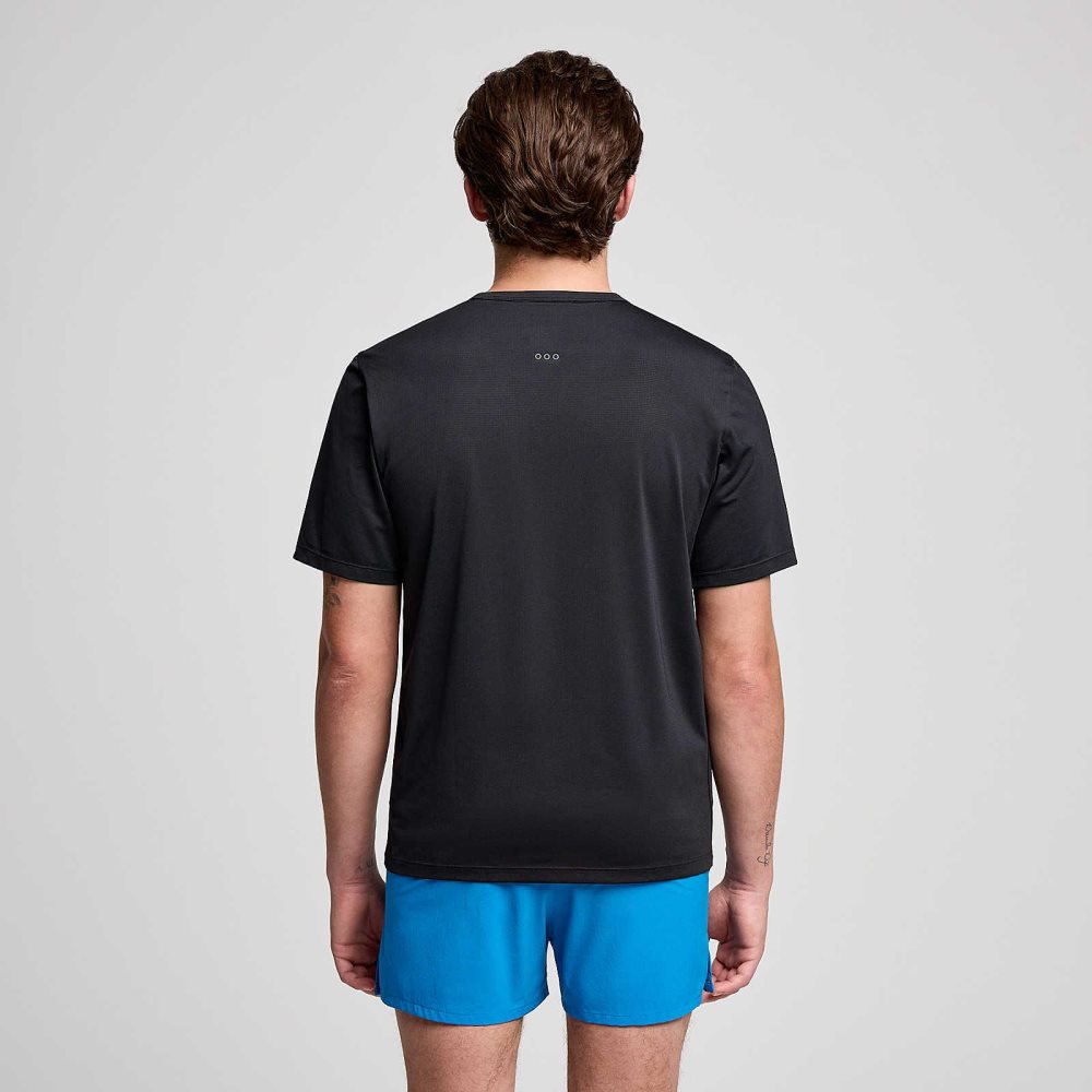 Saucony Stopwatch Short Sleeve Svarta | 47913-JGPT