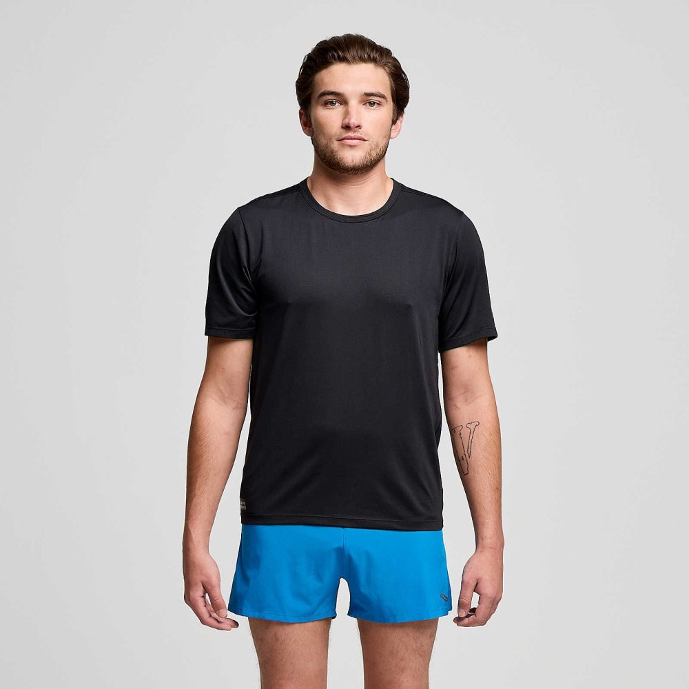 Saucony Stopwatch Short Sleeve Svarta | 47913-JGPT