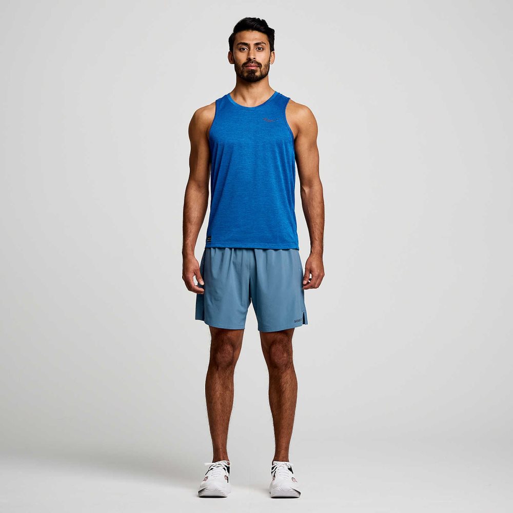 Saucony Stopwatch Singlet Superblue Heather | 93765-ATVX