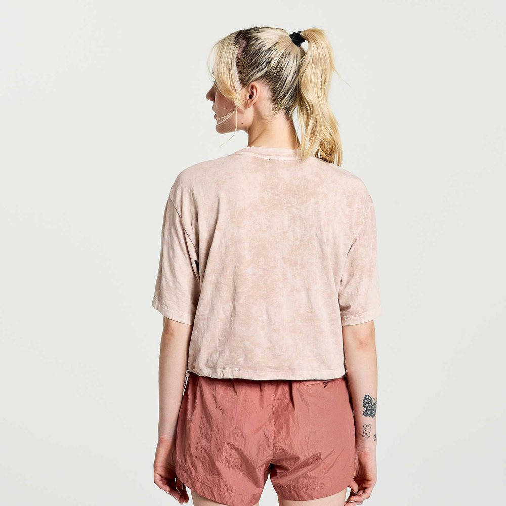 Saucony Unwind Crop Short Sleeve Rosa | 85240-XGCJ