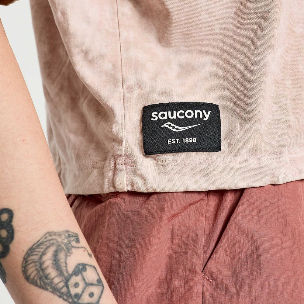 Saucony Unwind Crop Short Sleeve Rosa | 85240-XGCJ